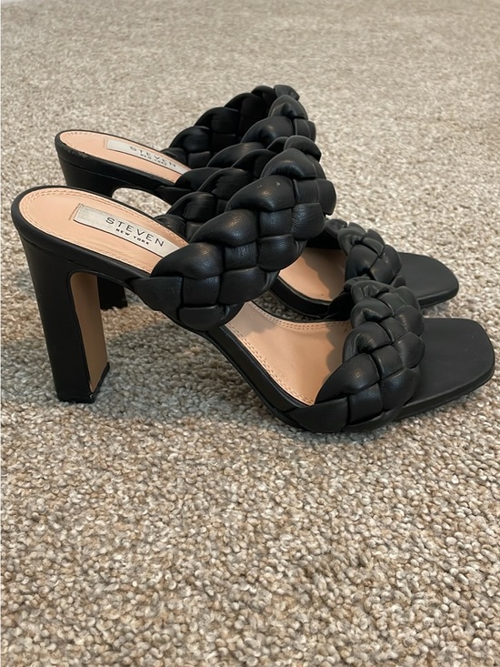 Steven By Steve Madden Shoes - Steven By Steve Madden Black Braided Double-Strap Block Heel Mules